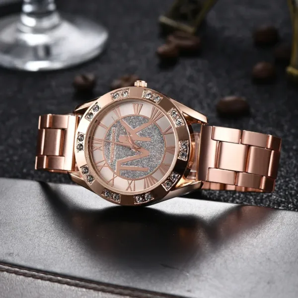 Luxury Women's Crystal Diamond Watch Gold - Image 9