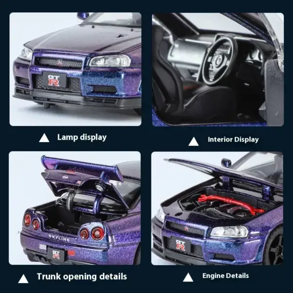 1:32 Nissan GTR R34 Diecast Model Car - Image 6