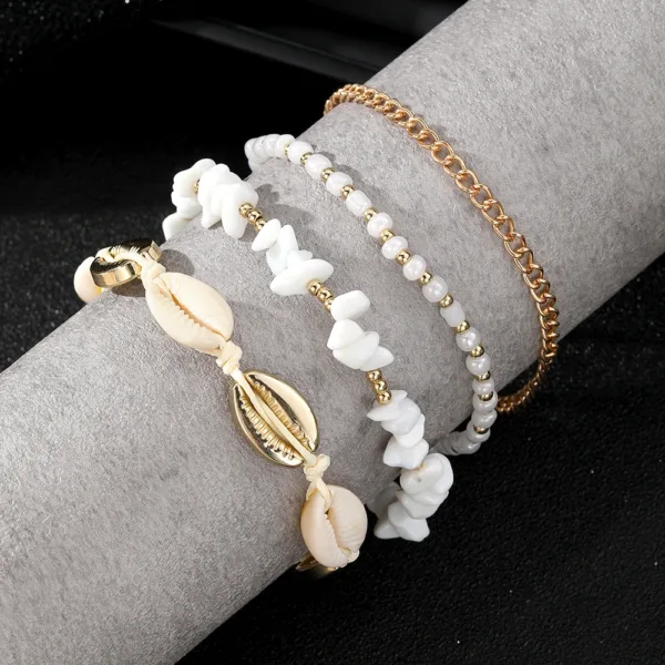 Summer Beach Stone Chain Anklet Set