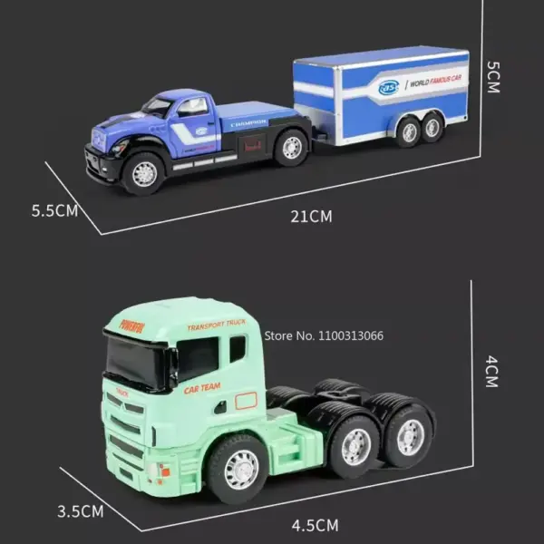 1:64 Alloy Container Trailer Toy Model - Image 6