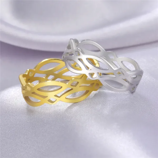 Geometric Stainless Steel Ring for Couples - Image 4