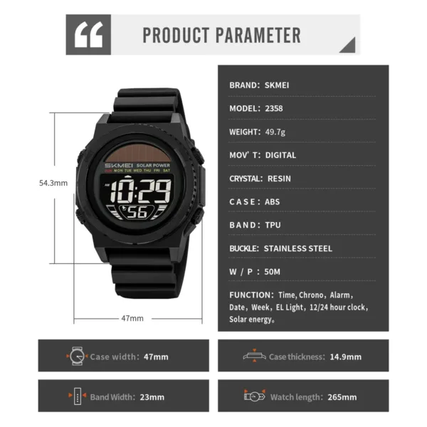 Solar Digital Sports Watch for Men - Image 6