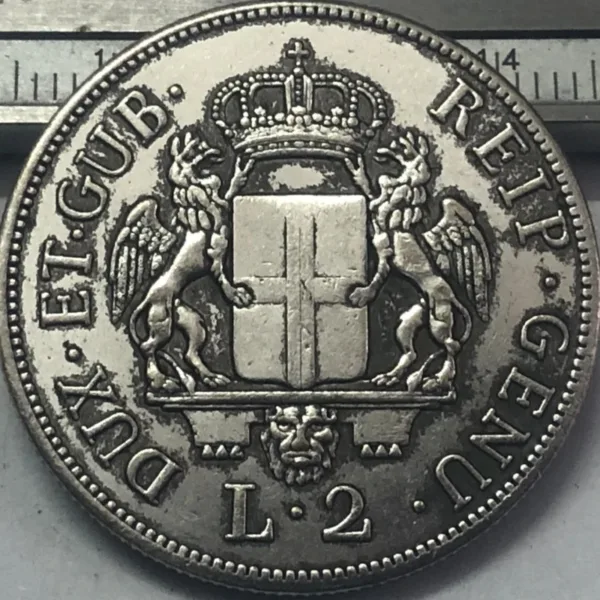 Antique Imitation 2 Lire Coin from 1840 - Image 3