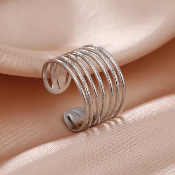 Geometric Multi-Layer Stainless Steel Rings - Image 2