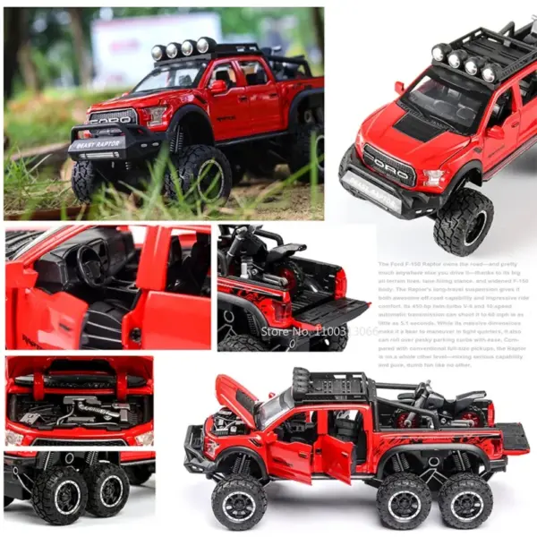 1/28 Ford Raptor F150 Diecast Model Car - Image 6