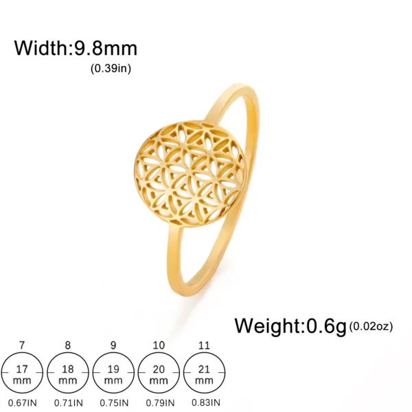 Flower of Life Vintage Stainless Steel Ring - Image 13