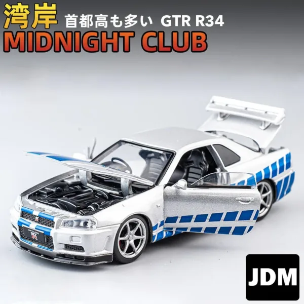 1:32 Alloy Nissan GTR R34 GT-R Model Car