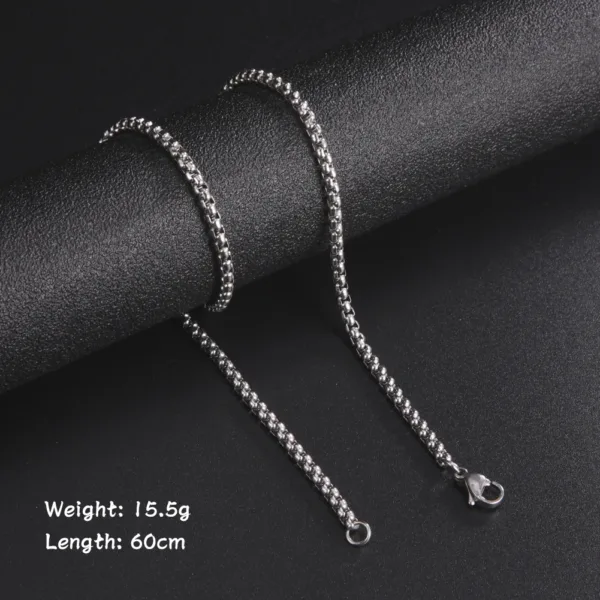 60cm Stainless Steel Box Chain Necklace for Men - Image 6