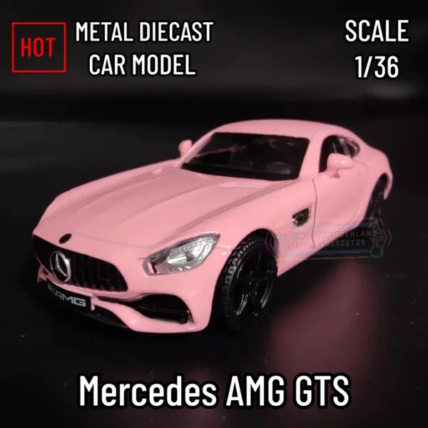 1:36 Mercedes AMG GTS Pink Diecast Model Car - Image 16