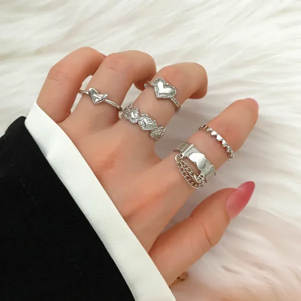 Trendy Geometric Cross Rings Set for Women - Image 12