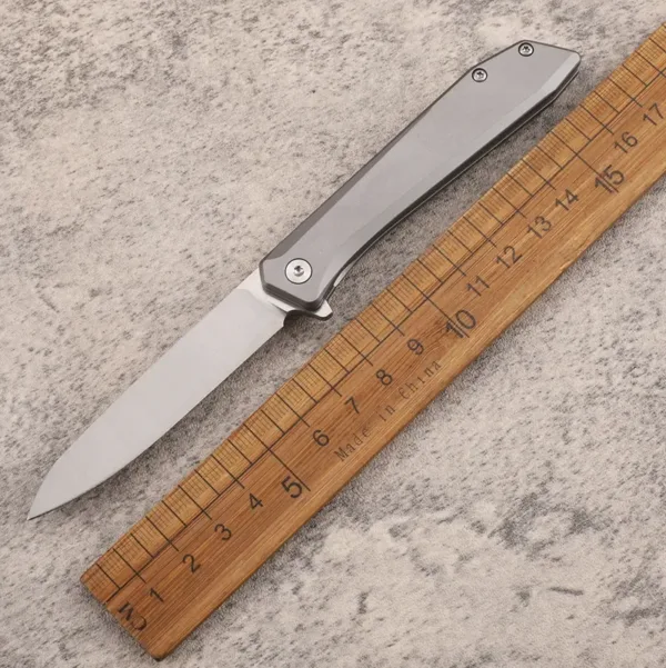 D2 Steel Folding Knife with Titanium Handle - Image 2