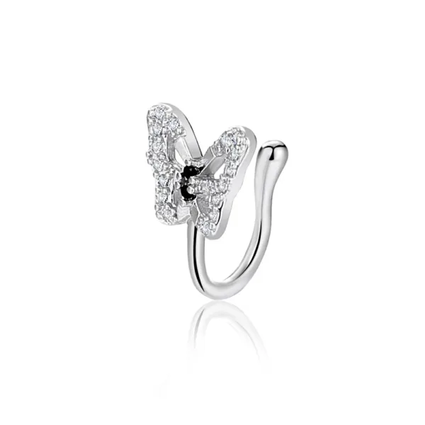 Crystal Butterfly Clip-on Nose Ring Earring - Image 9