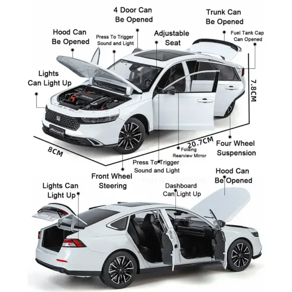 1:18 Honda Accord Diecast Toy Car Model - Image 2