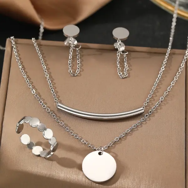 Stainless Steel Double Layer Jewelry Set - Image 4