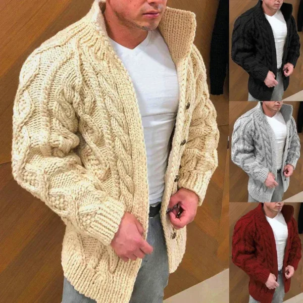 Men's Casual Long Sleeve Cardigan Sweater