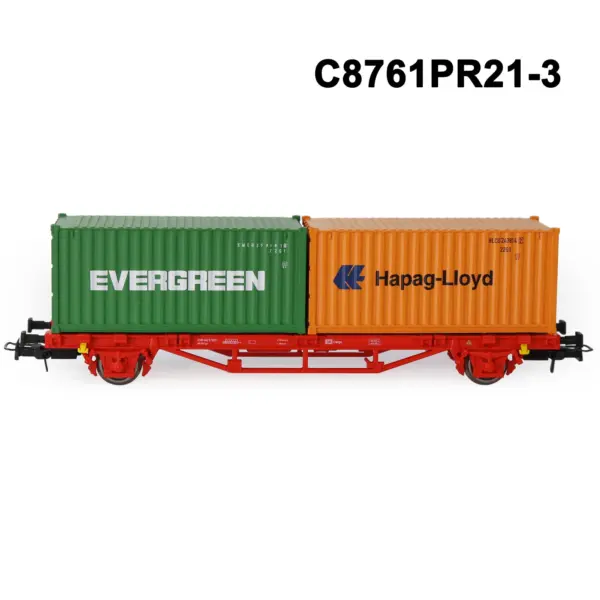 HO Scale Flat Car with 20ft and 40ft Containers - Image 9