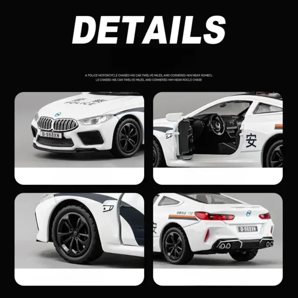 BMW M8 Simulation Alloy Police Car Model - Image 4