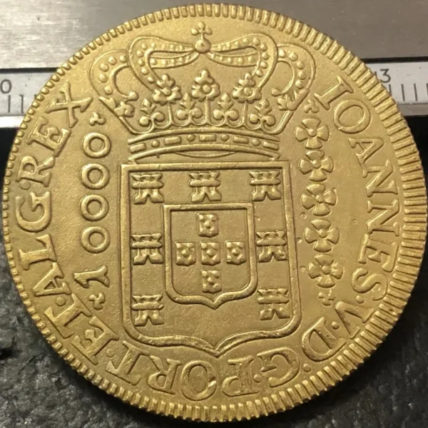 1726 Brazil 10000 Reis 22K Gold Copy Coin - Image 3