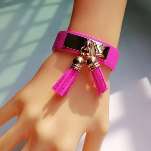 Neon Geometric Leather Wrap Bracelet for Women - Image 2