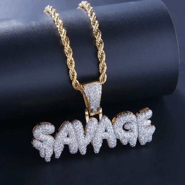 Iced Out Letter Pendant Necklace for Men