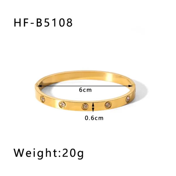 18K Gold Plated Geometric Bangle for Women - Image 5