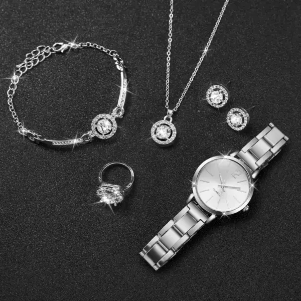 6PCS Women's Fashion Jewelry Set with Watch - Image 3