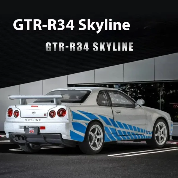 1:32 Nissan GTR R34 Diecast Model Car - Image 4