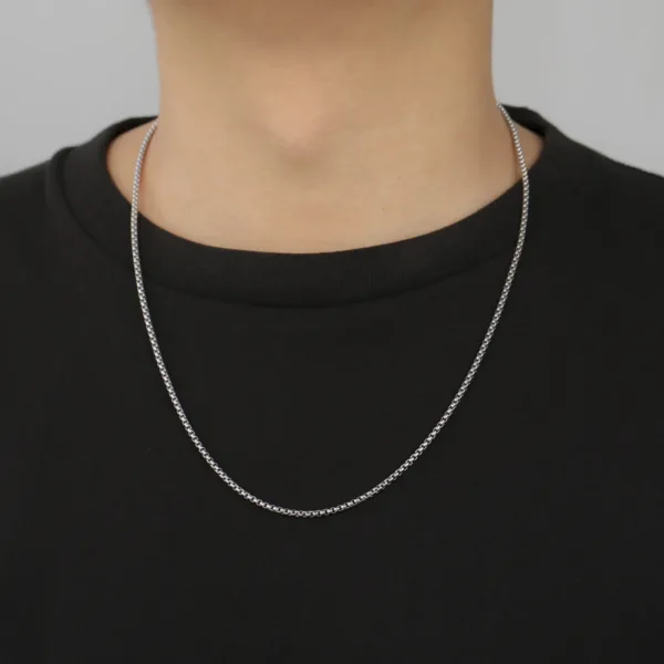 Stainless Steel Gold Box Chain Necklace - Image 6