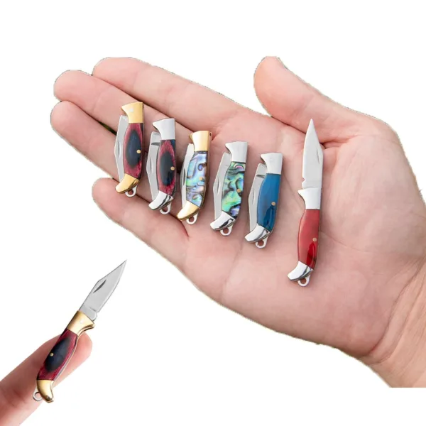 Mini Brass Folding Knife with Shell Handle - Image 5