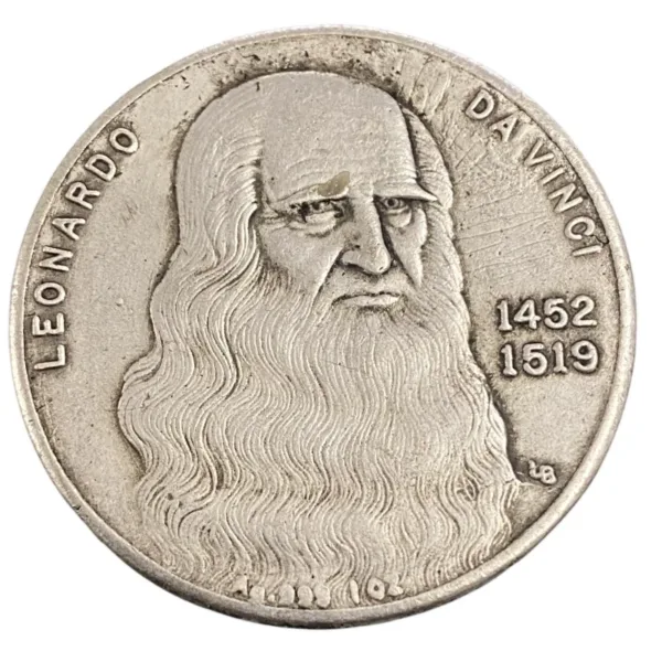 Leonardo da Vinci Silver Plated Copy Coin - Image 2