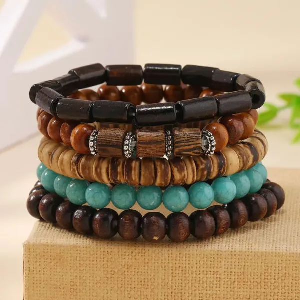 Adjustable Leather Beaded Wrap Bracelets Set - Image 14