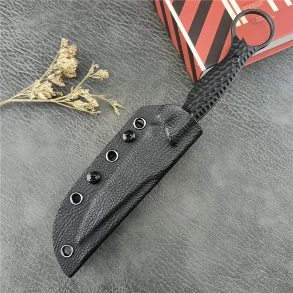 Black Portable Fixed Blade Knife with Sheath - Image 3