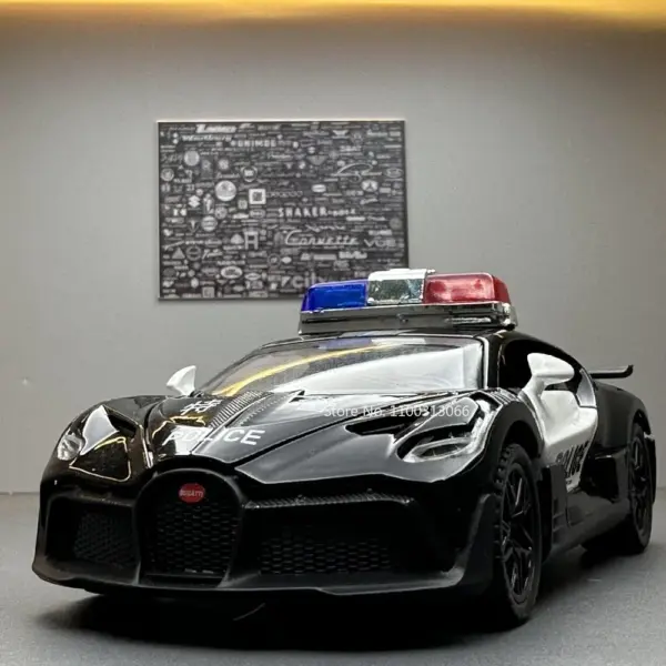 1/32 Bugatti Police Car Metal Diecast Toy - Image 2