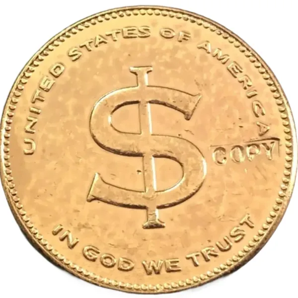 Gold Plated Coin Replica with Dollar Symbol