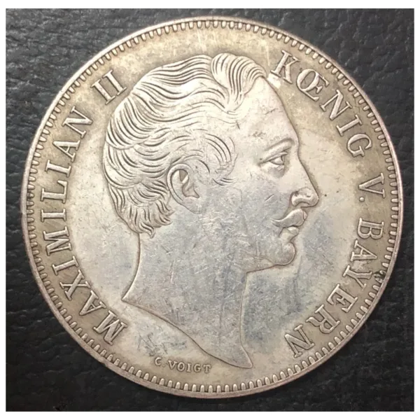 1848 Bavaria 2 Thaler Silver Plated Coin Copy - Image 2