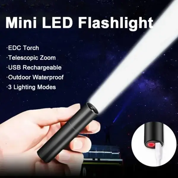 Mini Zoom Waterproof LED Flashlight 450 Lumen