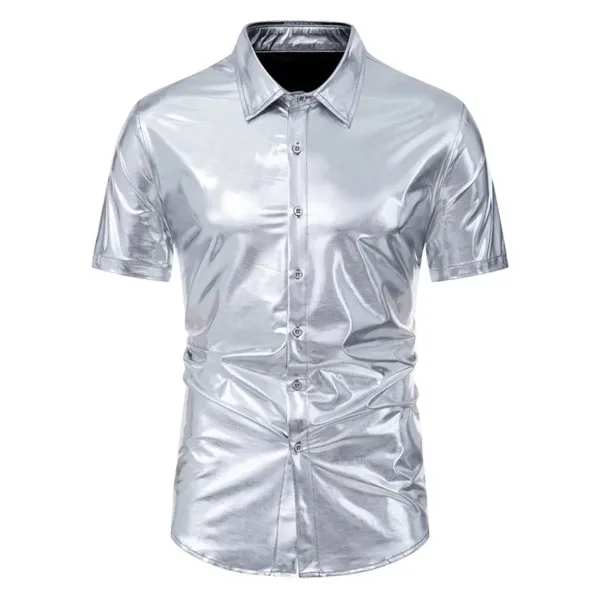 Metallic Short Sleeve Shirt for Men - Image 3