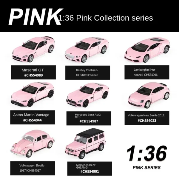 1:36 Pink Benz Diecast Alloy Model Car - Image 5