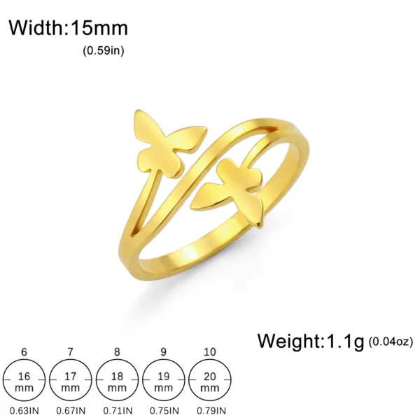 Butterfly Stainless Steel Wedding Ring for Women - Image 7