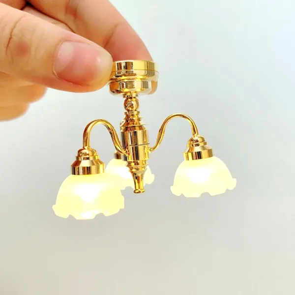 Miniature Golden Ceiling Lamp for Dollhouses - Image 2