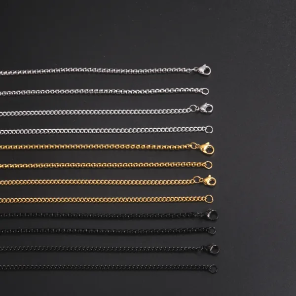 60cm Stainless Steel Box Chain Necklace for Men - Image 2