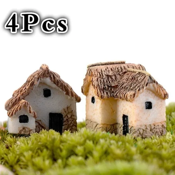 4Pcs Miniature Fairy Garden House Statues - Image 7