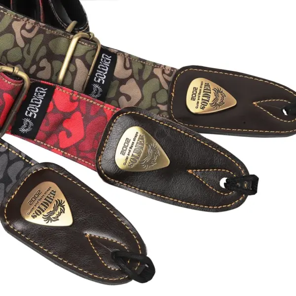 Adjustable Camouflage Guitar Strap with Leather Ends - Image 4