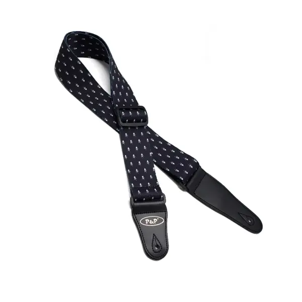 Adjustable Black and White Guitar Strap - Image 6