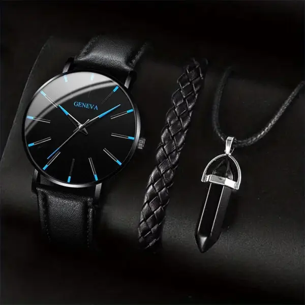 3PCS Men's Quartz Watch and Accessories Set