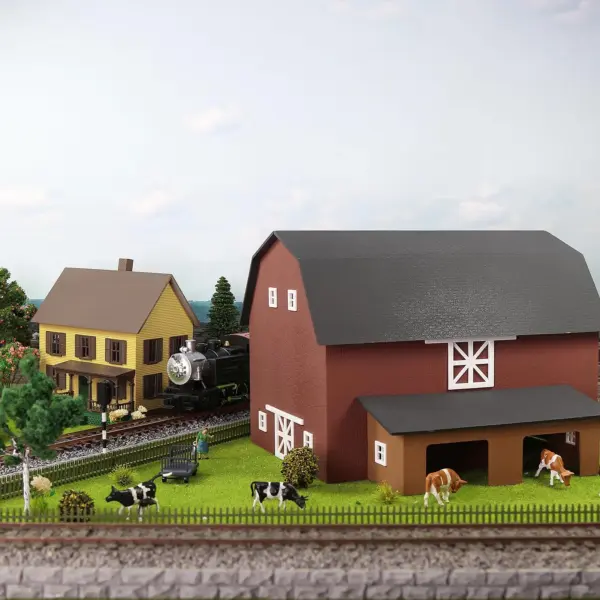 HO Scale Model Barn with Cows - Painted JZ8708 - Image 6