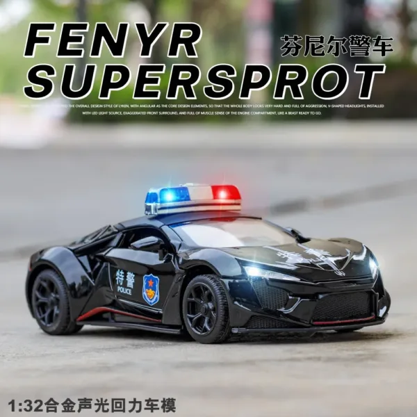 Lykan Hypersport Police Car Diecast Model 1/32 - Image 2