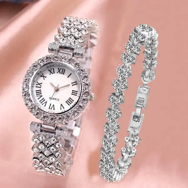 2PCS Women's Quartz Watch and Bracelet Set - Image 3