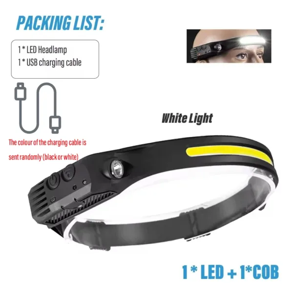 USB Rechargeable COB LED Sensor Headlamp - Image 8