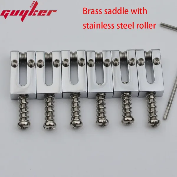 Stainless Steel Roller Brass Saddles Set for Guitar - Image 3